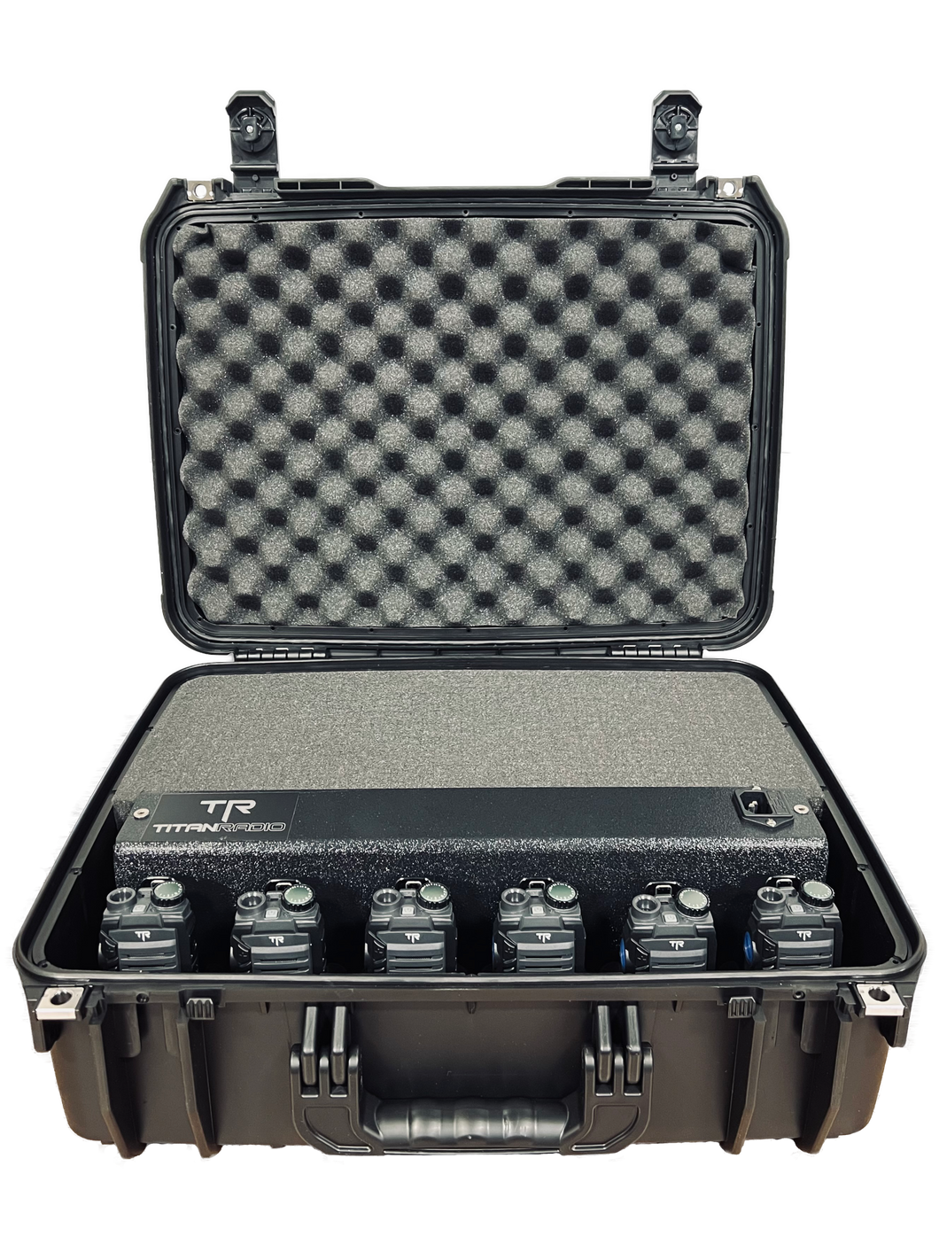 6 USED Titan TR300 Radios + 6 Bank Charging Case (Package Deal)